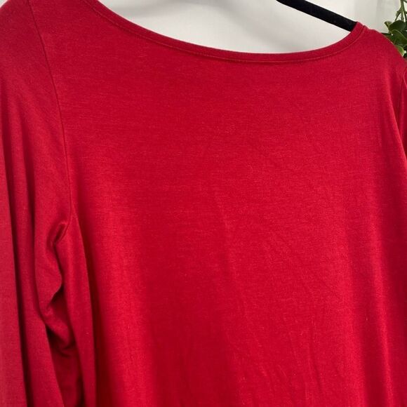 Eileen Fisher Round Neck Viscose Jersey Long Sleeve Tee Tunic Top‎ Red Small - Picture 9 of 11